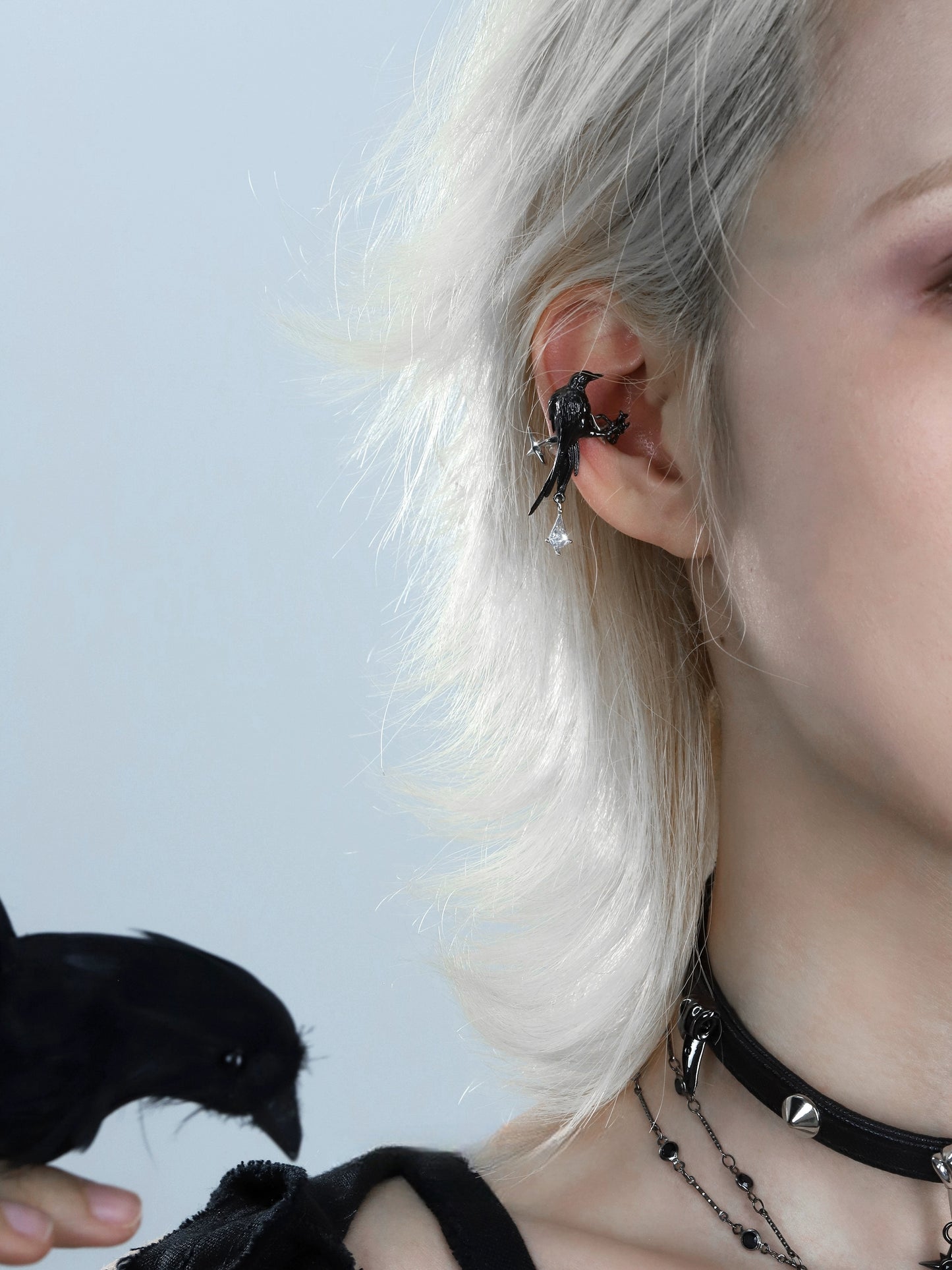 Mystic Black Raven Ear Clip Ear Cuff