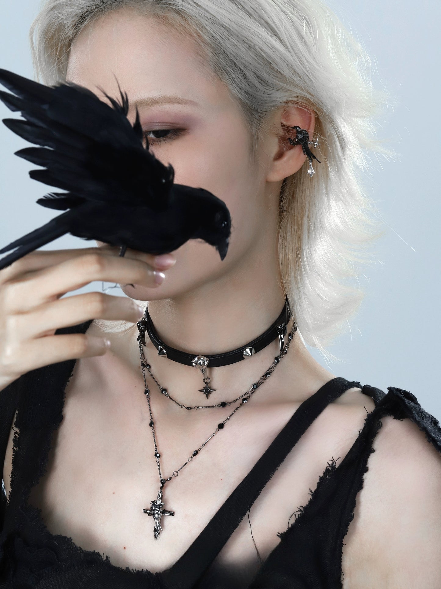 Mystic Black Raven Ear Clip Ear Cuff