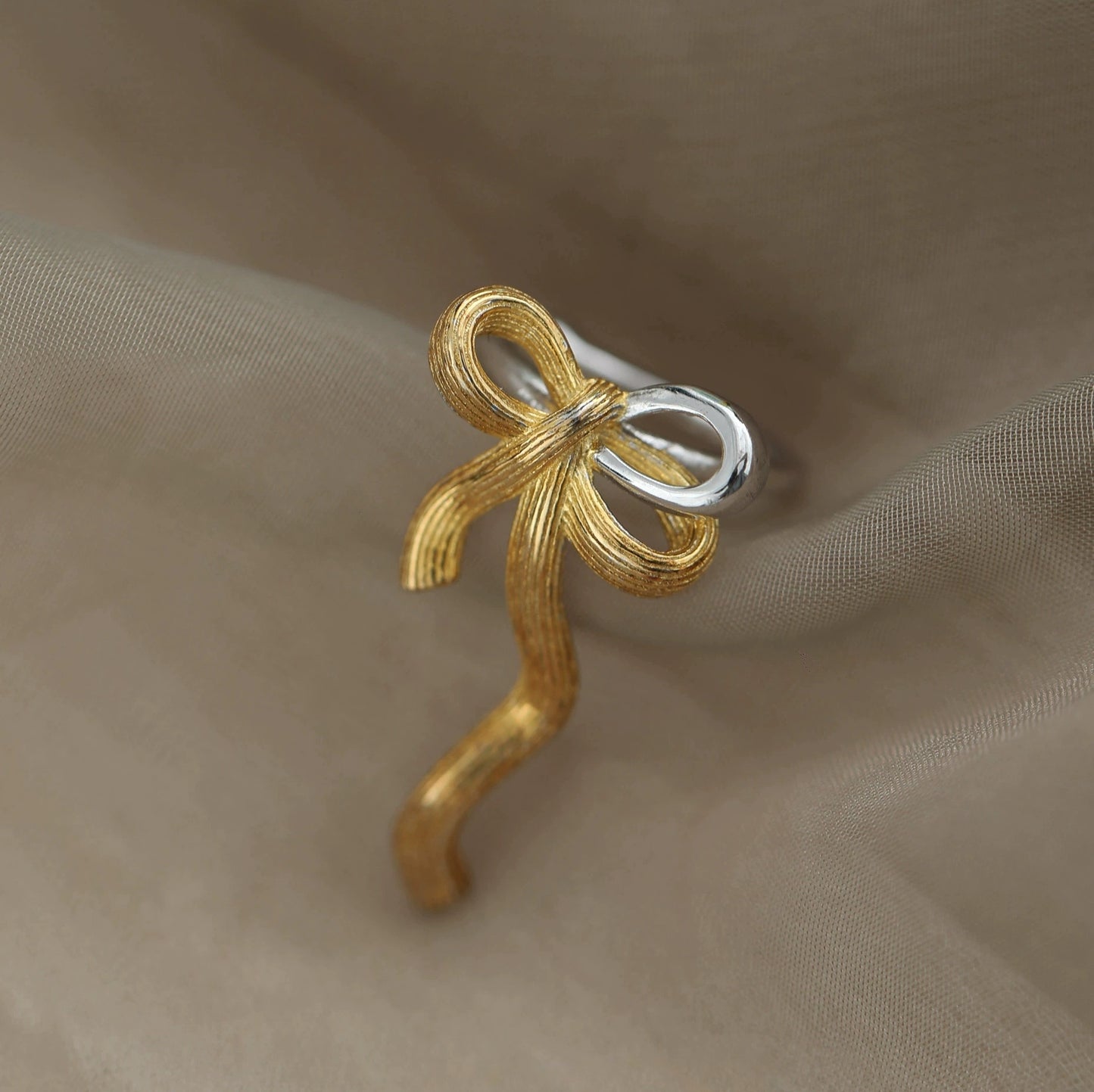 Sweet S925 Sivler Gold Bow Ear Cuff (single one)