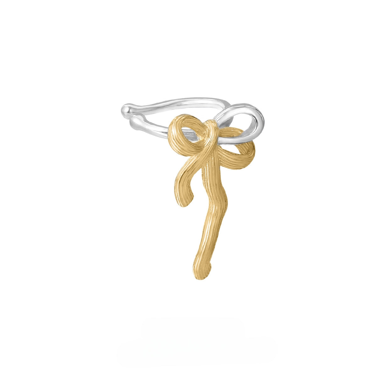 Sweet S925 Sivler Gold Bow Ear Cuff (single one)