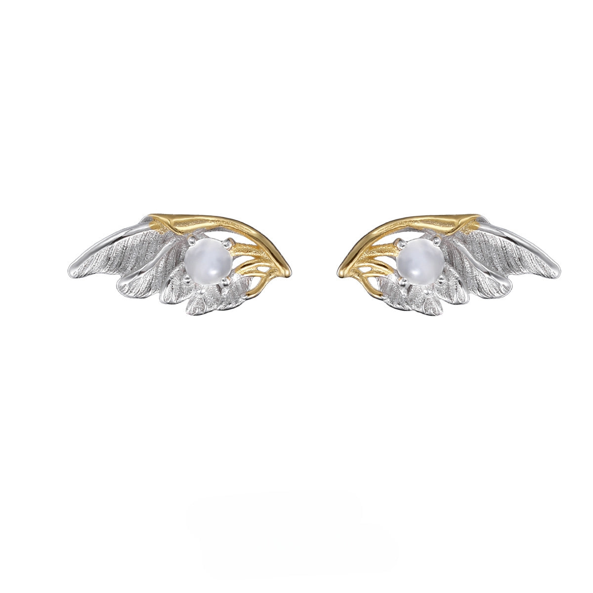 S925 Silver Black Angel Wing Stud Earring