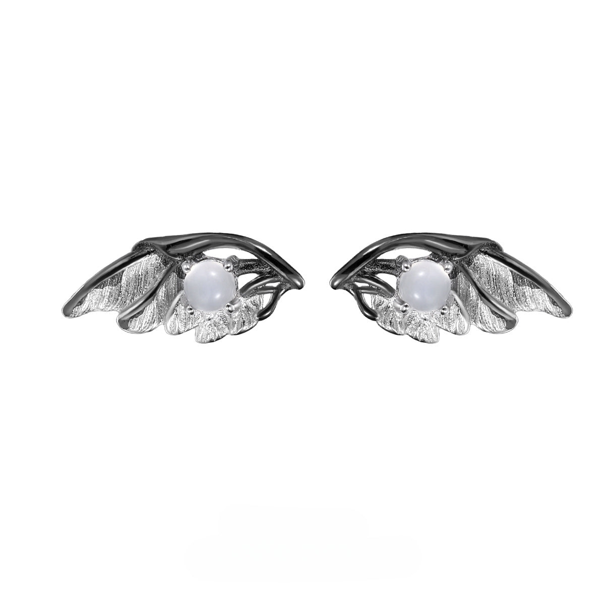 S925 Silver Black Angel Wing Stud Earring