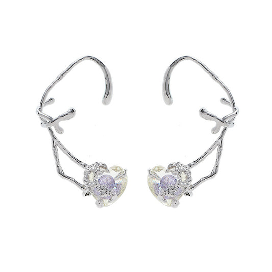 Sweet Y2K Girl Purple Heart Ear Cuff