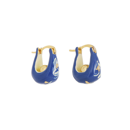 Sweet Girl Cute Blue Enamel Earrings