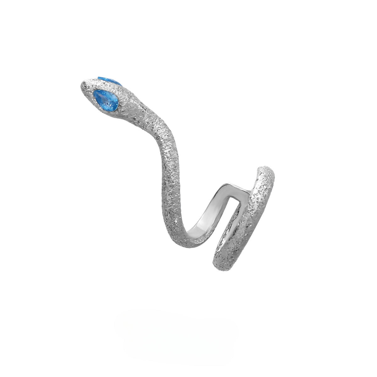 Unisex S925 Silver Slytherin Blue Eye Snake Ear Cuff