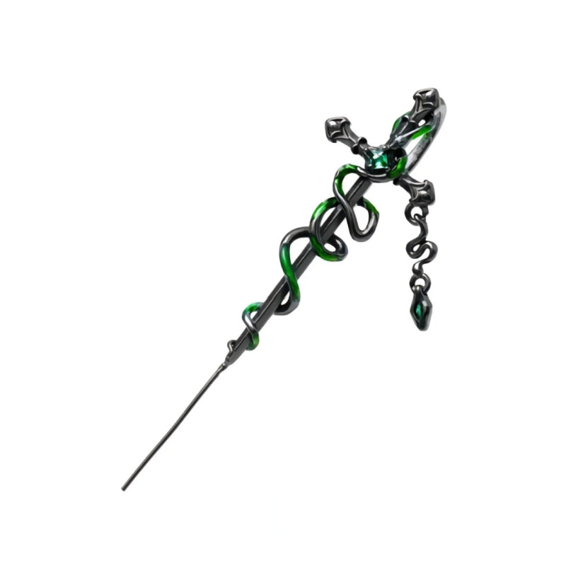 BAIZHU Designer Black Slytherin & Sword Stud Earring