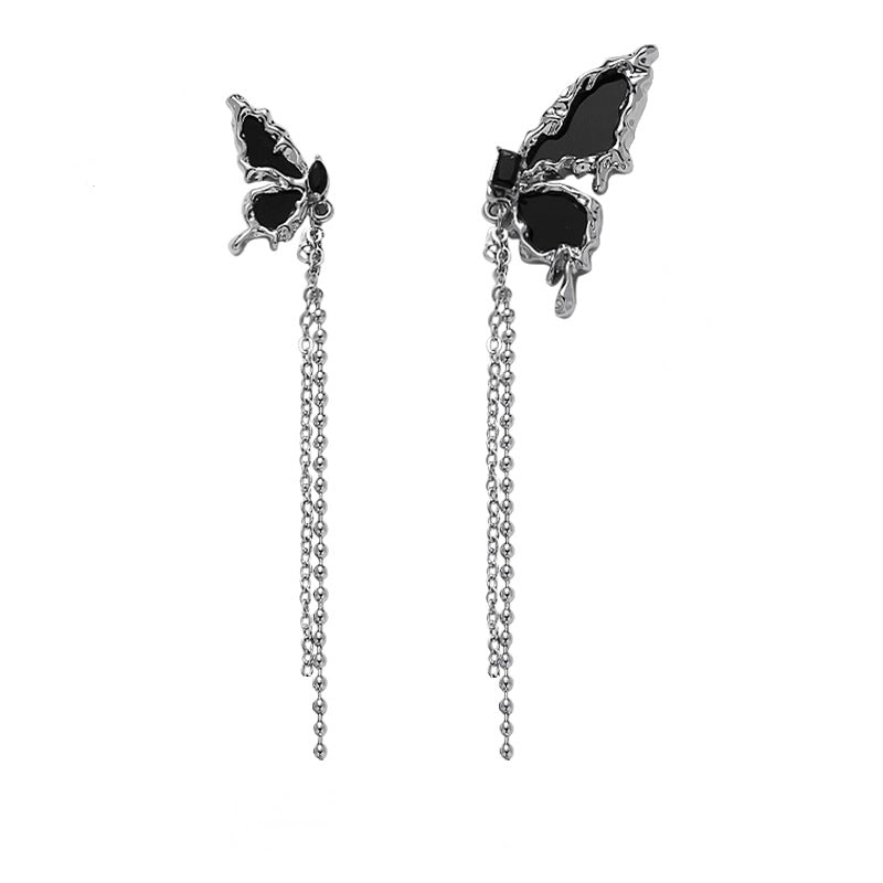 Women Designer Asymmetrical Butterfly Metal Long Tassel Earring