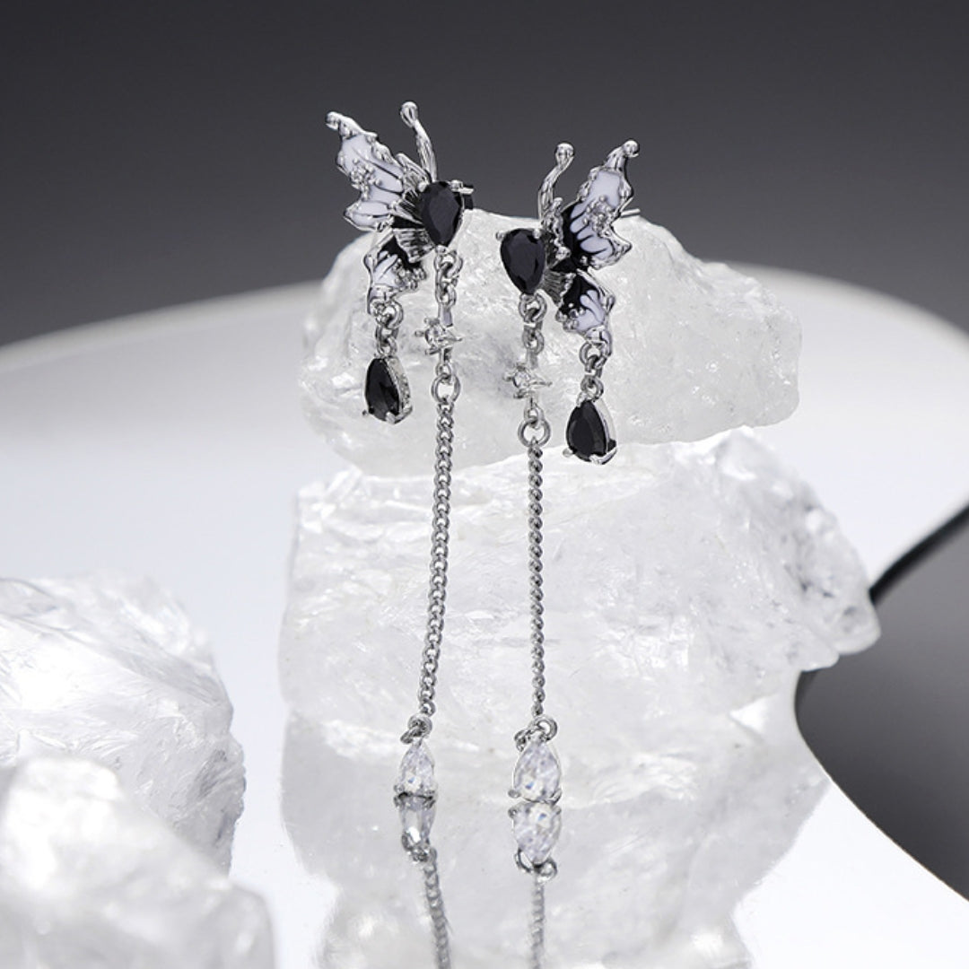 Beautiful Butterfly Long Tassel Zircon Ear Studs