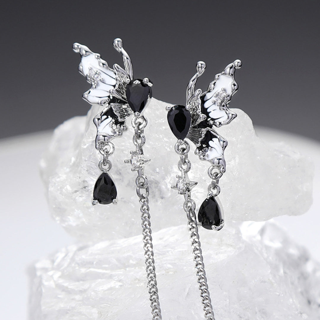 Beautiful Butterfly Long Tassel Zircon Ear Studs