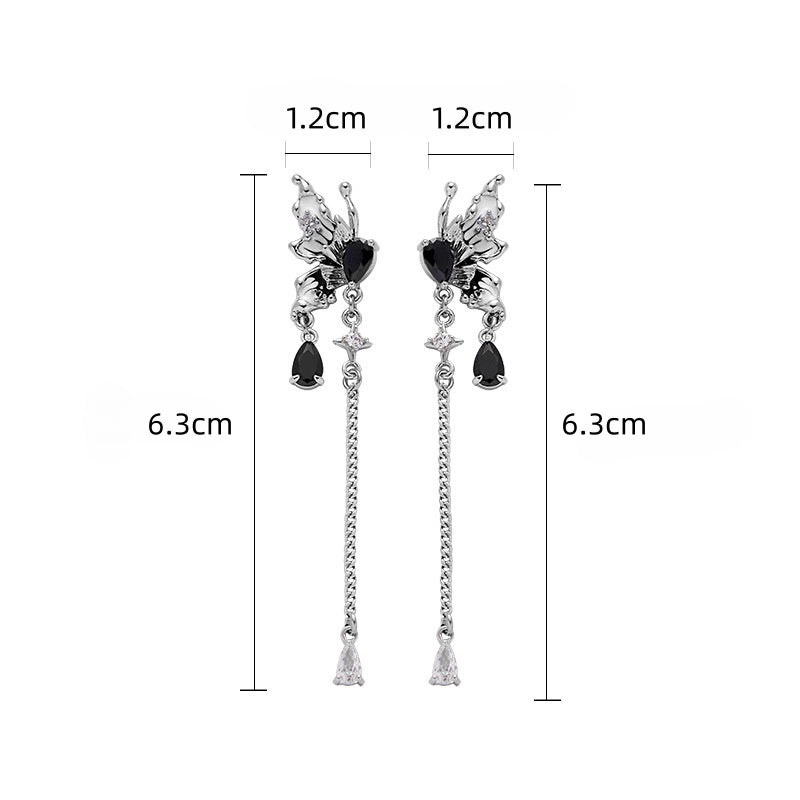 Beautiful Butterfly Long Tassel Zircon Ear Studs