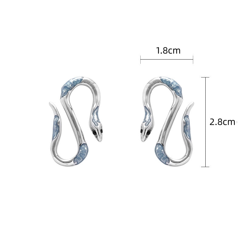 Unisex Metal Snake Twining Stud Earring