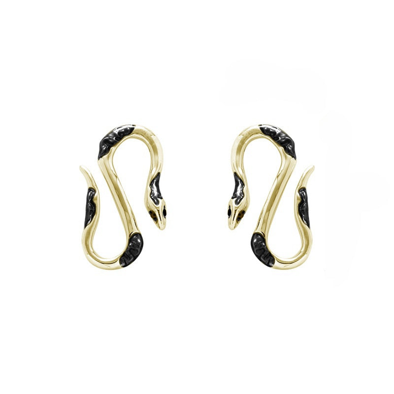 Unisex Metal Snake Twining Stud Earring