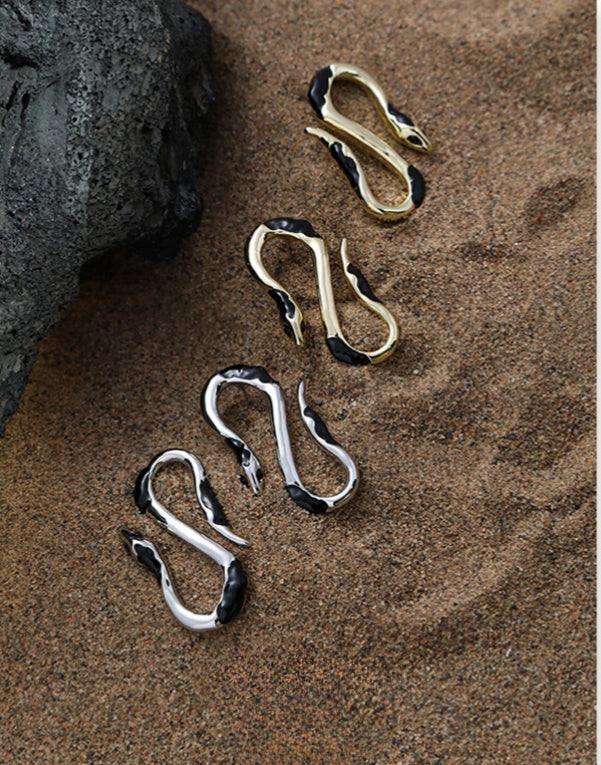 Unisex Metal Snake Twining Stud Earring