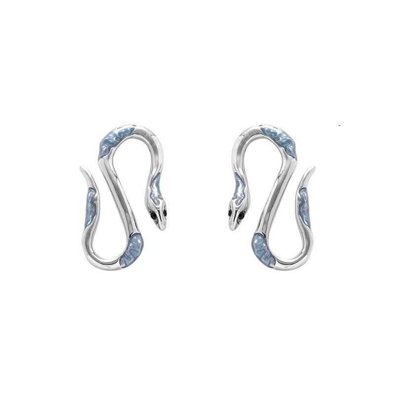 Unisex Metal Snake Twining Stud Earring