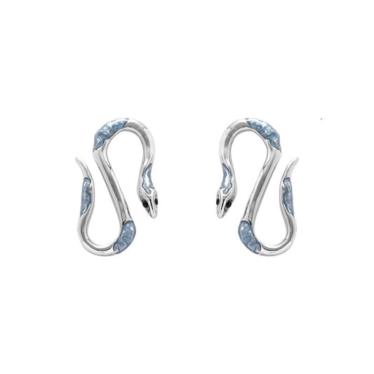 Unisex Metal Snake Twining Stud Earring