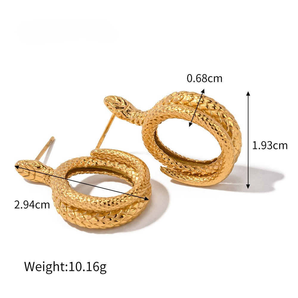 18K Gold-filled Stainless Steel Snake Twining Stud Earring