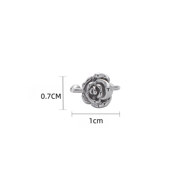 Small Unique Silver Rose Ear Cuff(Single One)