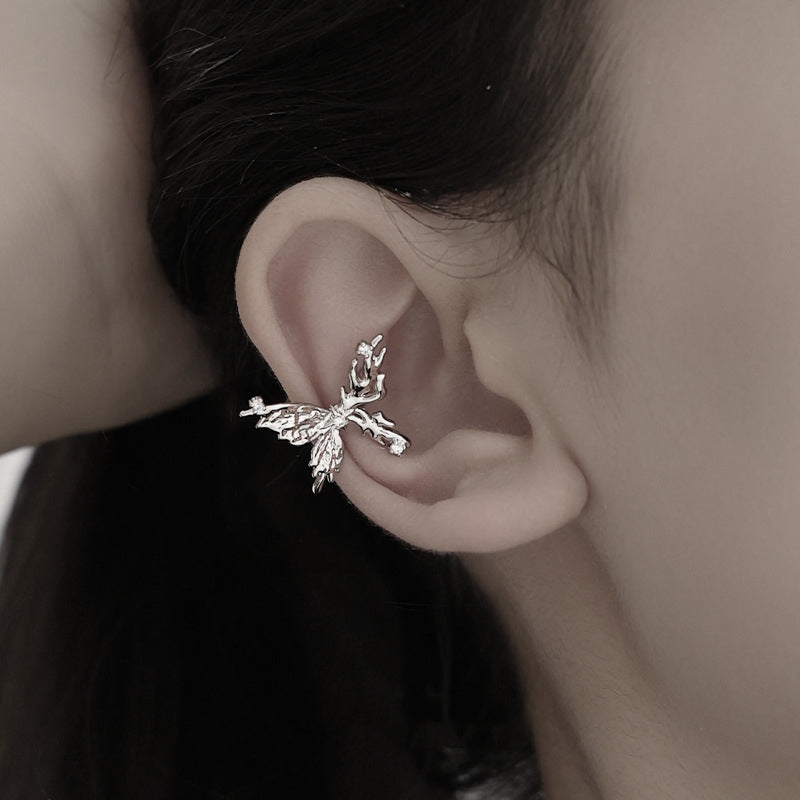 Cute Butterfly Silver Zircon Shining Ear Clip(single one)