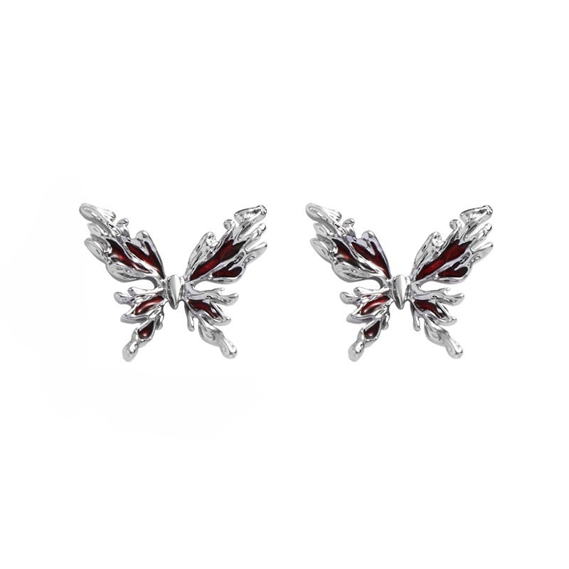 Women Red Butterfly Metal Earring