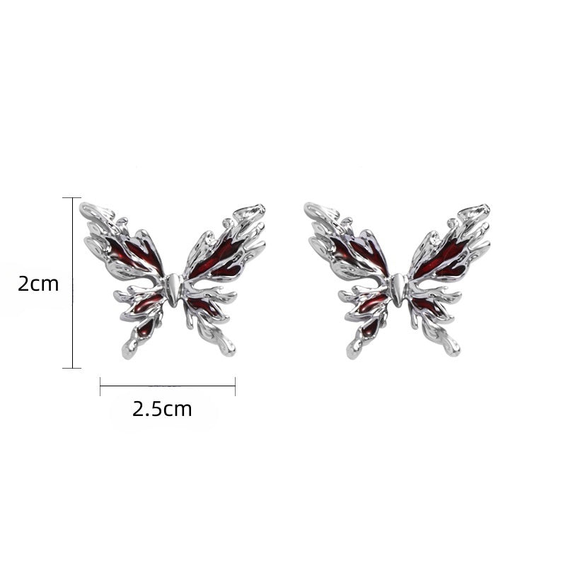 Women Red Butterfly Metal Earring