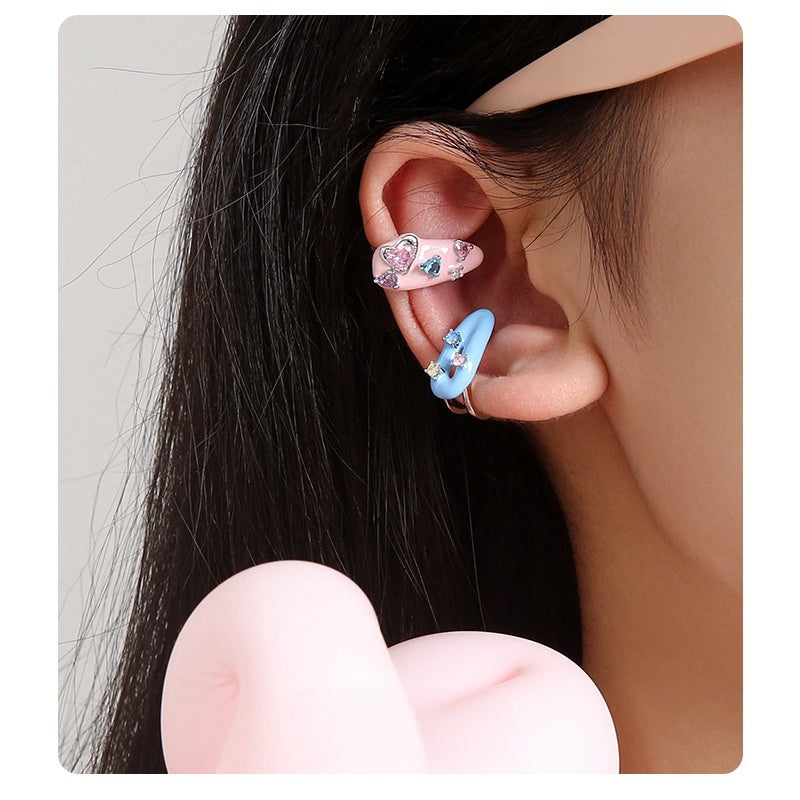 Y2K Sweet Shining Zircon Macaron Color Ear Clip(single one)