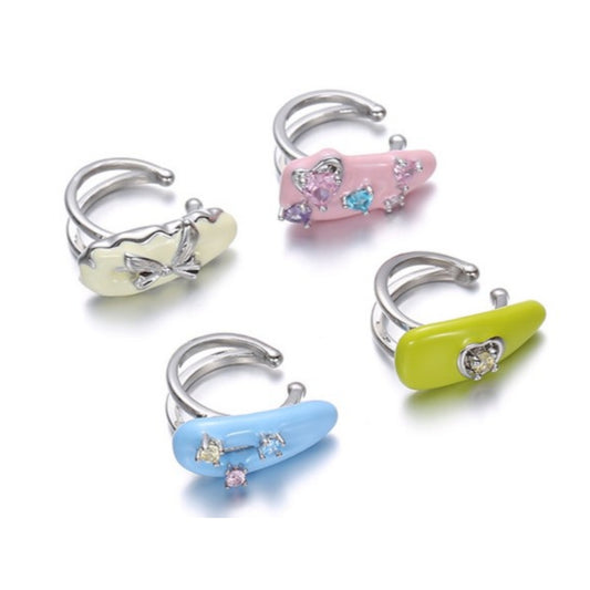 Y2K Sweet Shining Zircon Macaron Color Ear Clip(single one)