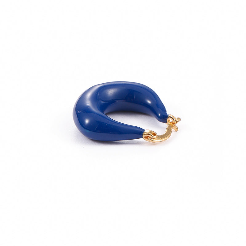 Blue Enameled Hoop Clip-On Earrings(a pair)