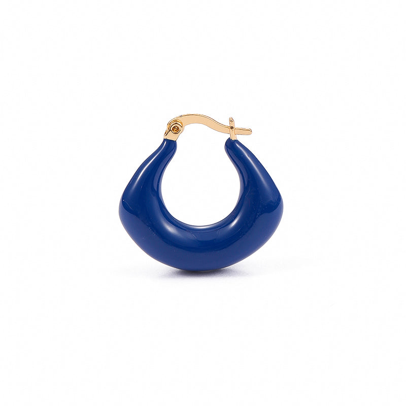 Blue Enameled Hoop Clip-On Earrings(a pair)