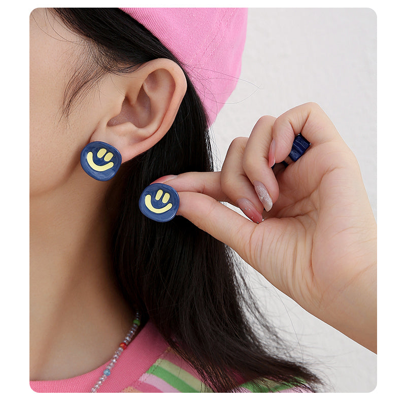 Y2k Blue Smile Stud Earring