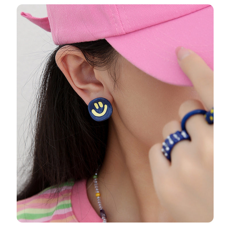 Y2k Blue Smile Stud Earring