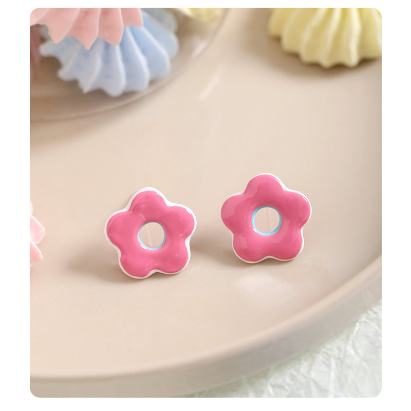 Sweet Red Little Flower Stud Earring