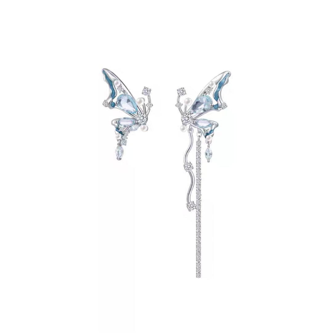 Sweet Women Crystal Blue Butterfly Earring