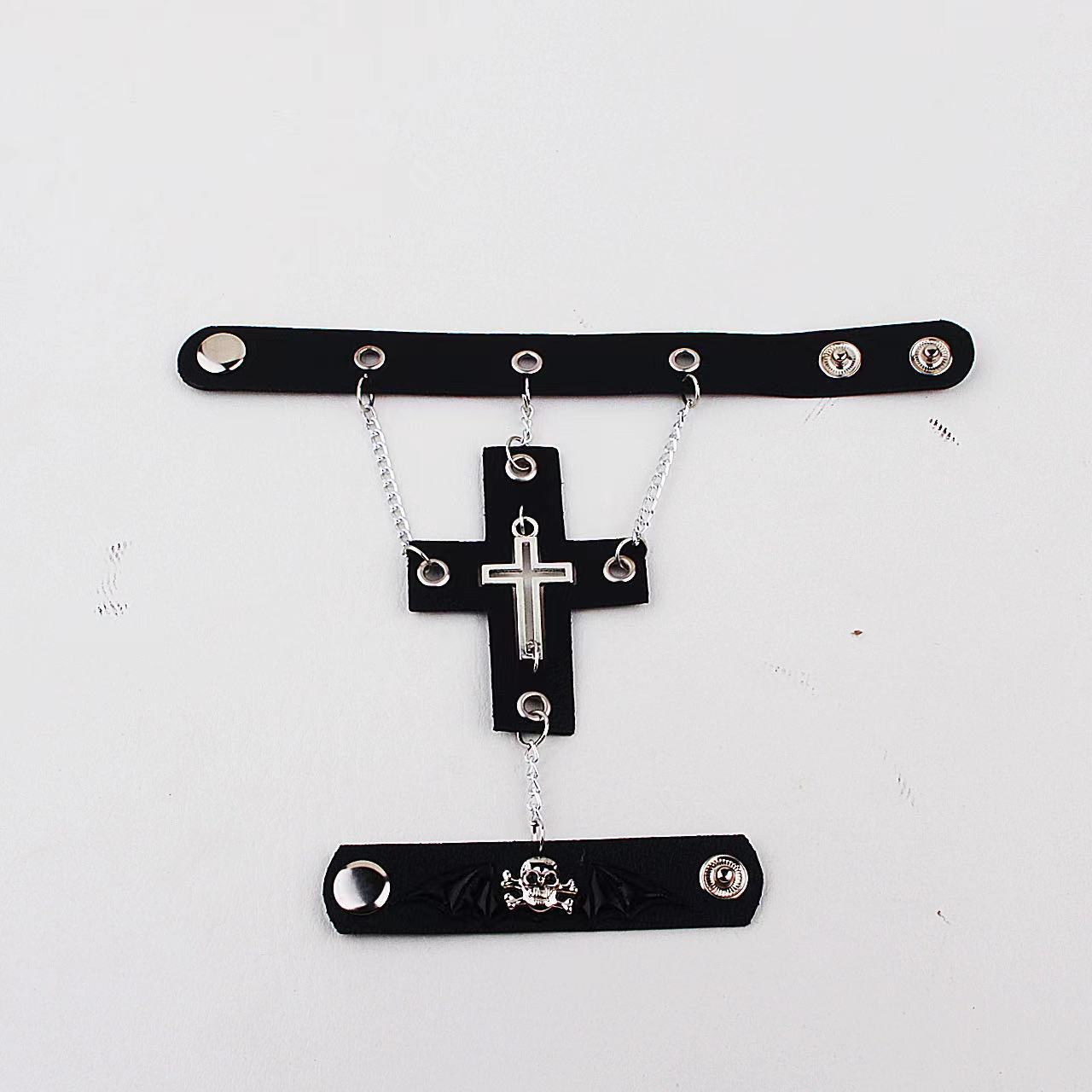 Gothic Style Punk Girl Black Cross Bracelet