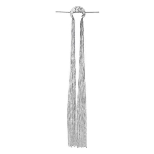 Designer Unique High-fashion Silver Hairpin with Long Tassel