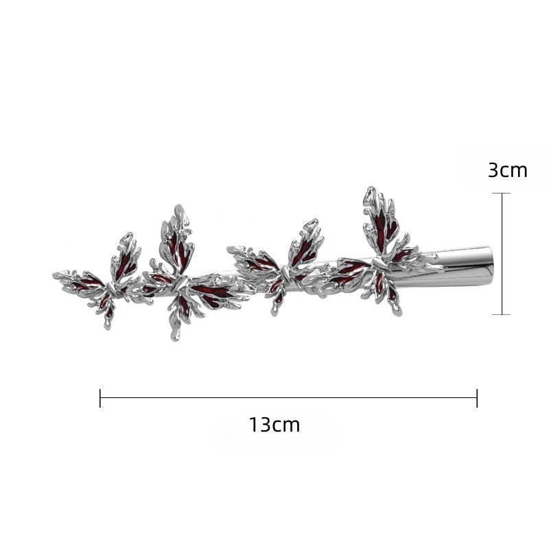 Dark Red Butterfly Metal Hairclip