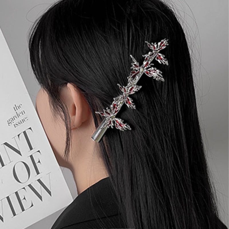 Dark Red Butterfly Metal Hairclip