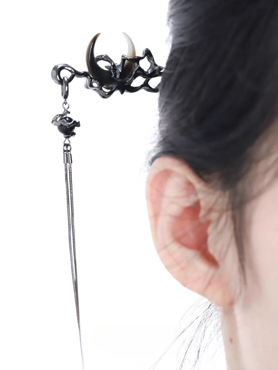 Chinese Style Half-moon Long Tassel Hairpin