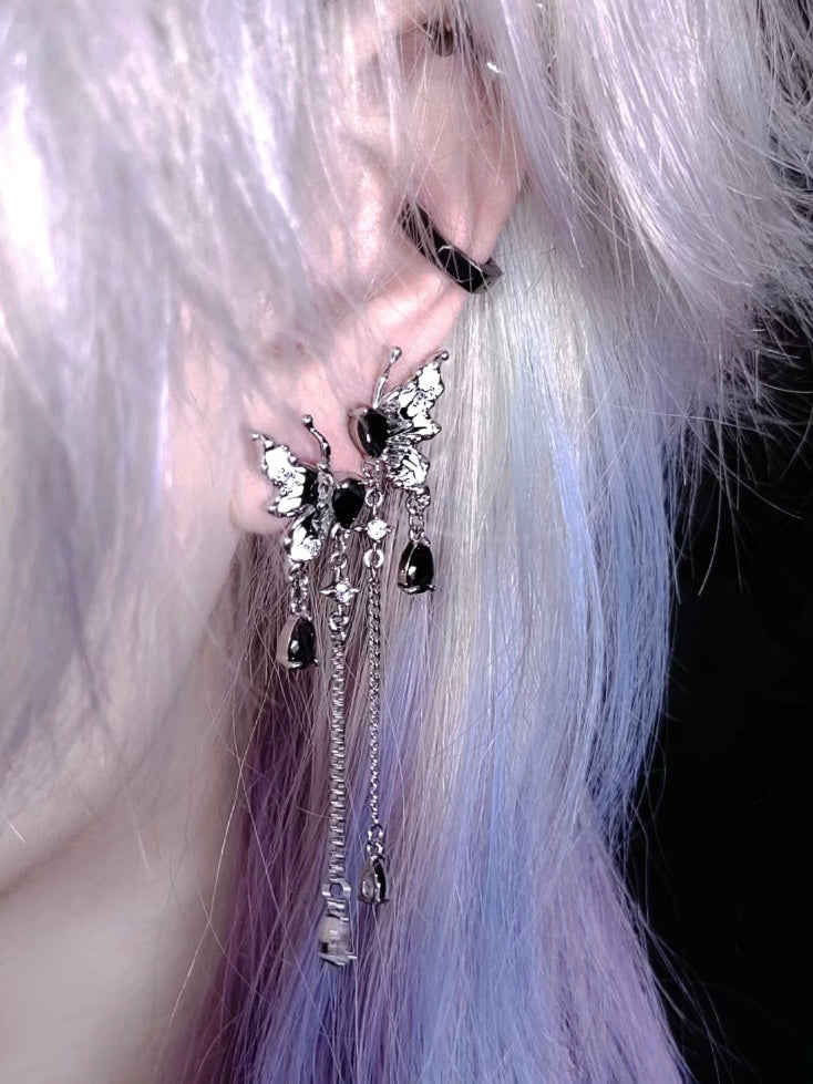 Beautiful Butterfly Long Tassel Zircon Ear Studs