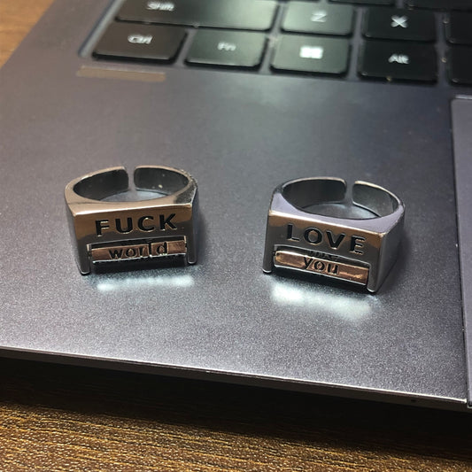 FUCK / LOVE Everything Couple Adjustable Ring