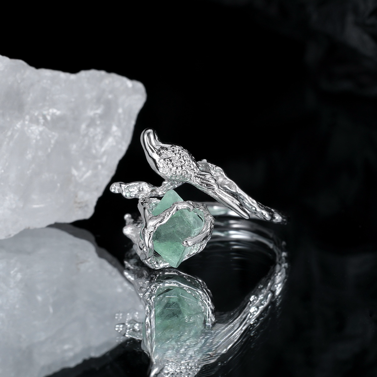 Flying Bird Pyroemerald Ring