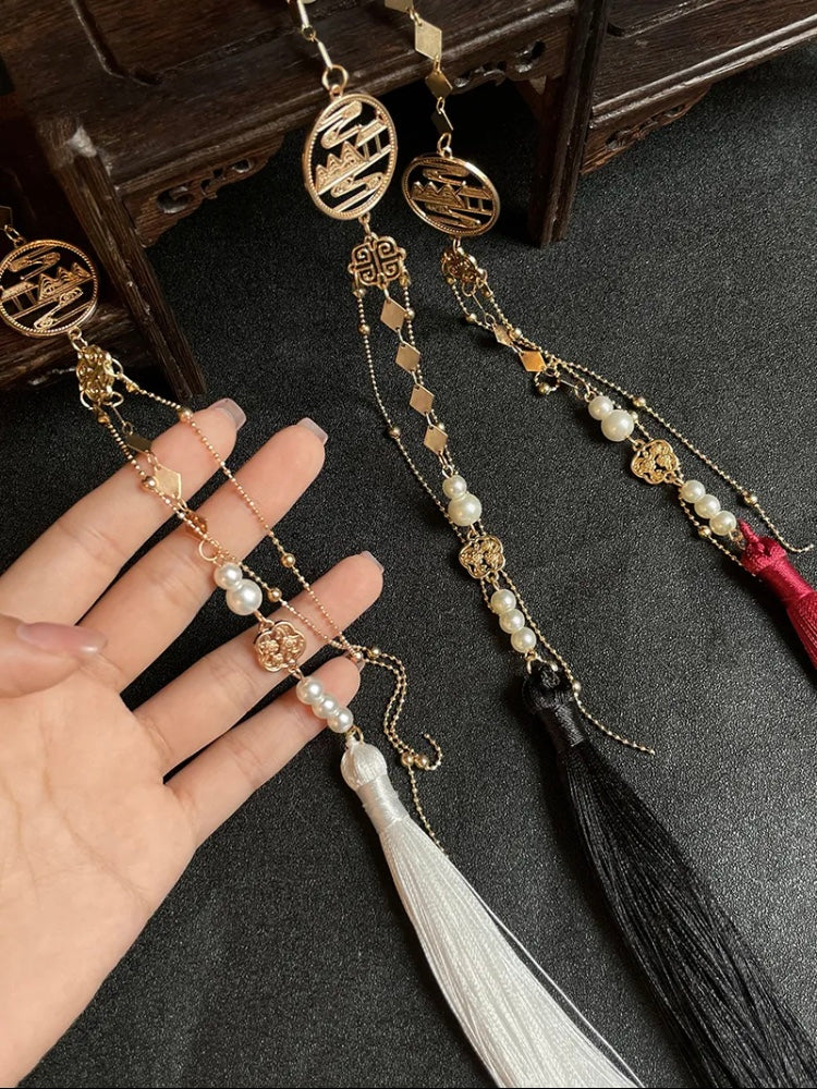 Xie Lian & Hua Cheng Pearl  Designer Long Tassel Ear Cuff (A pair)