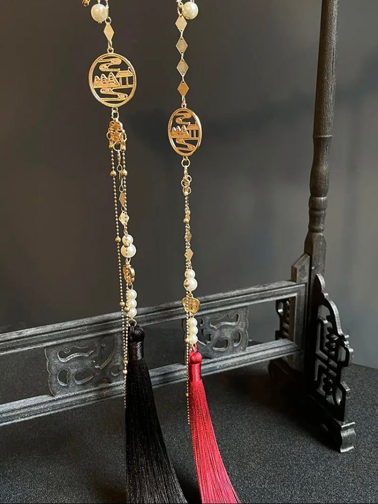 Xie Lian & Hua Cheng Pearl  Designer Long Tassel Ear Cuff (A pair)