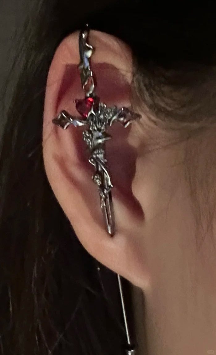 Gothic Y2K Unisex Fallen Angel Sword Alloy Stud Earring