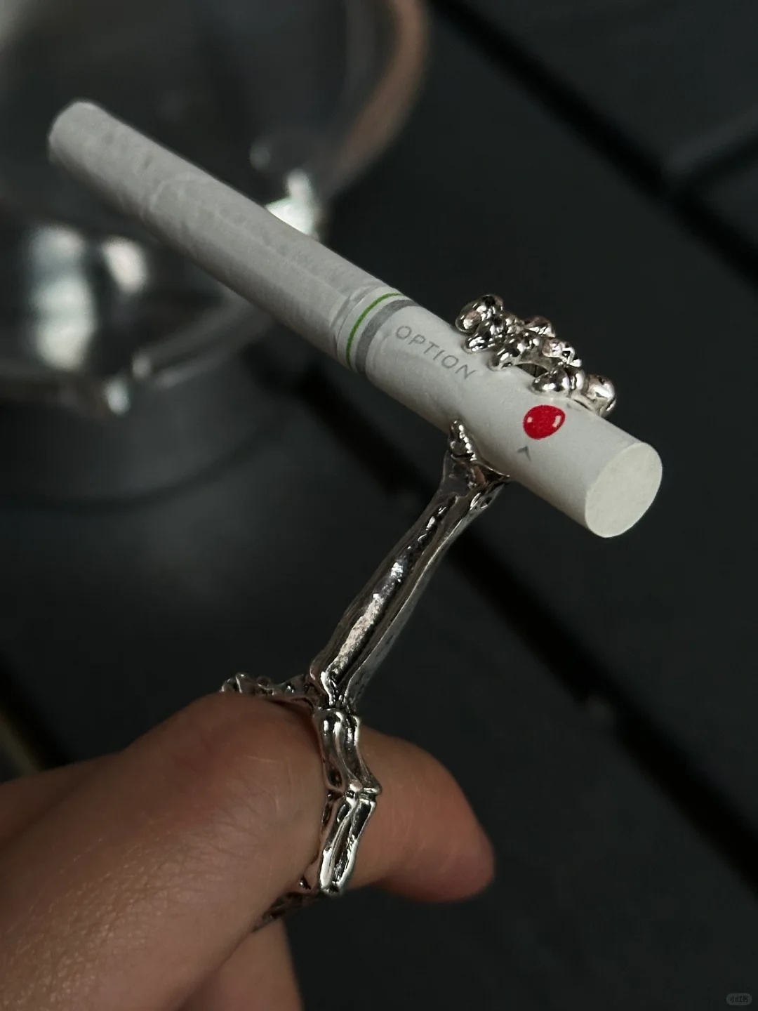 Designer Skeleton Hands Cigarette Holding Ring