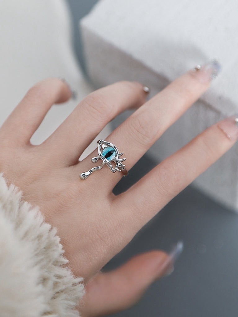 Girl's Cute Big Blue Devil Eyes Ring