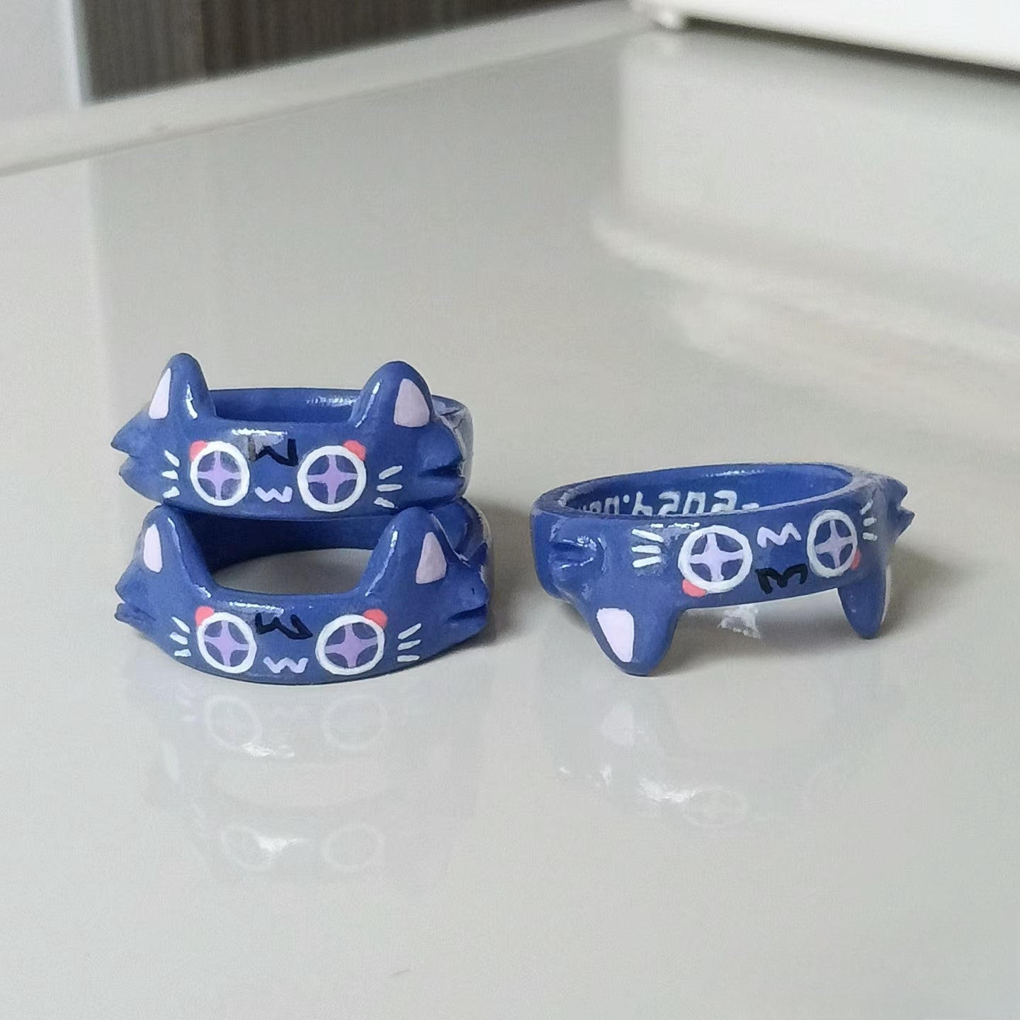 Unisex Custom-made Blue Scaracat Sarameow Ring