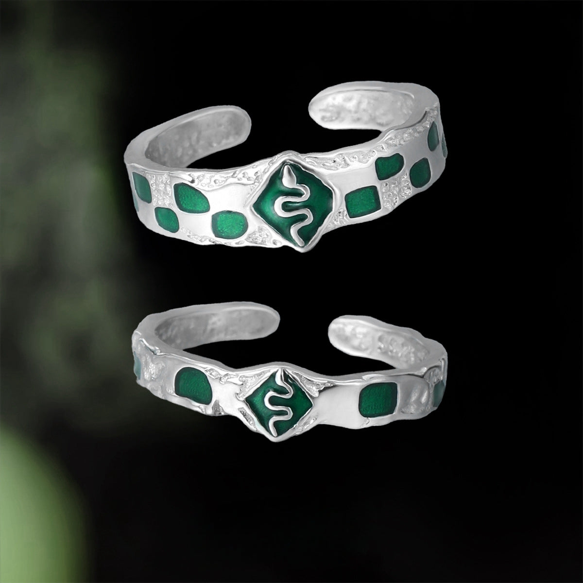 Unisex S925 silver Slytherin Snake Open Rings