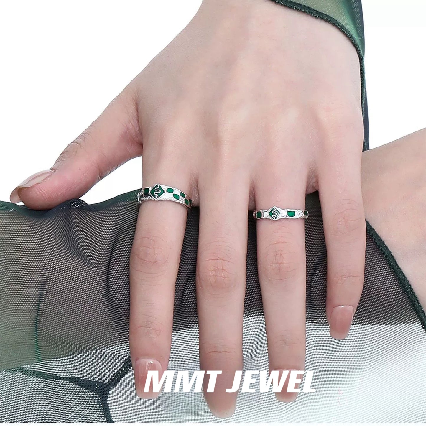 Unisex S925 silver Slytherin Snake Open Rings