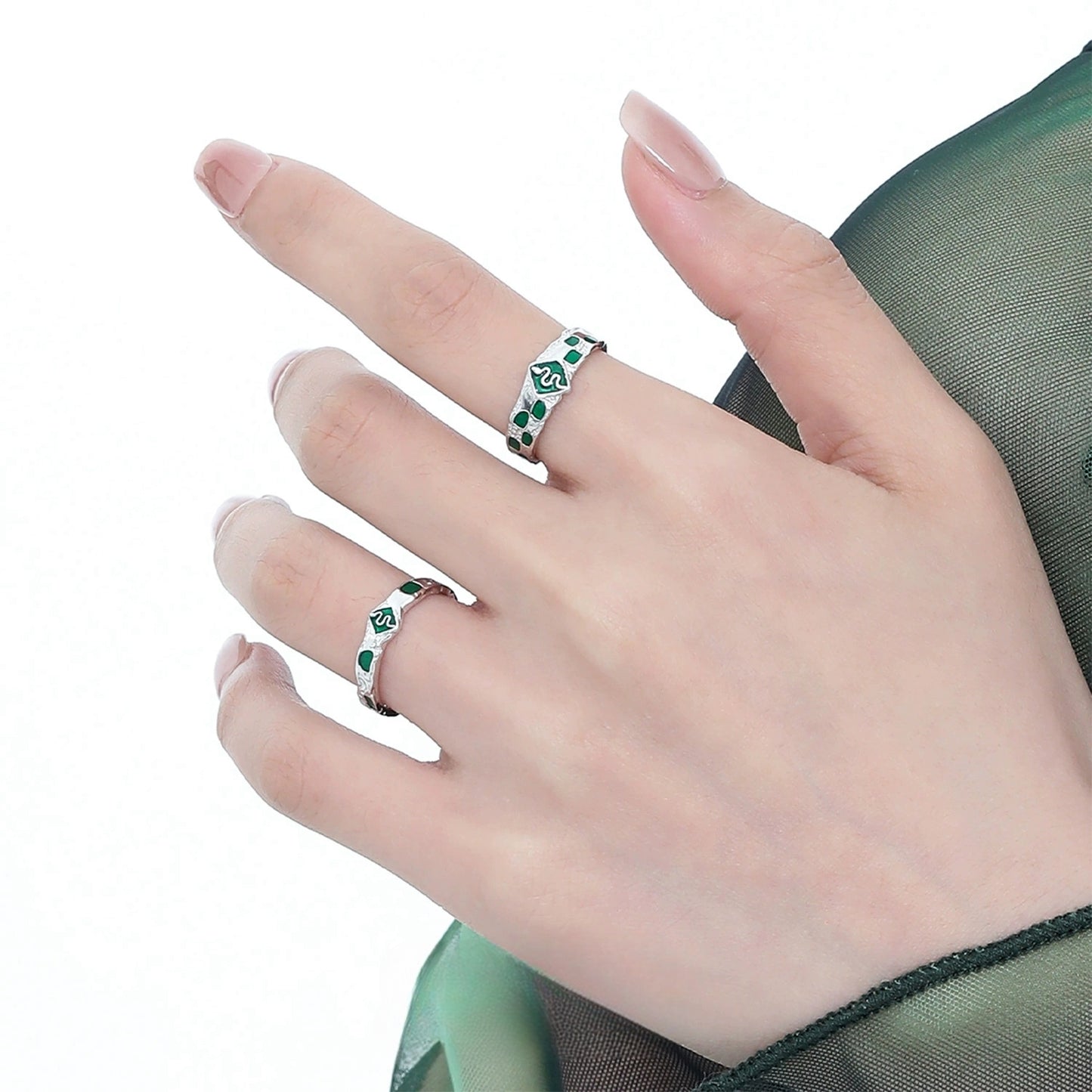 Unisex S925 silver Slytherin Snake Open Rings