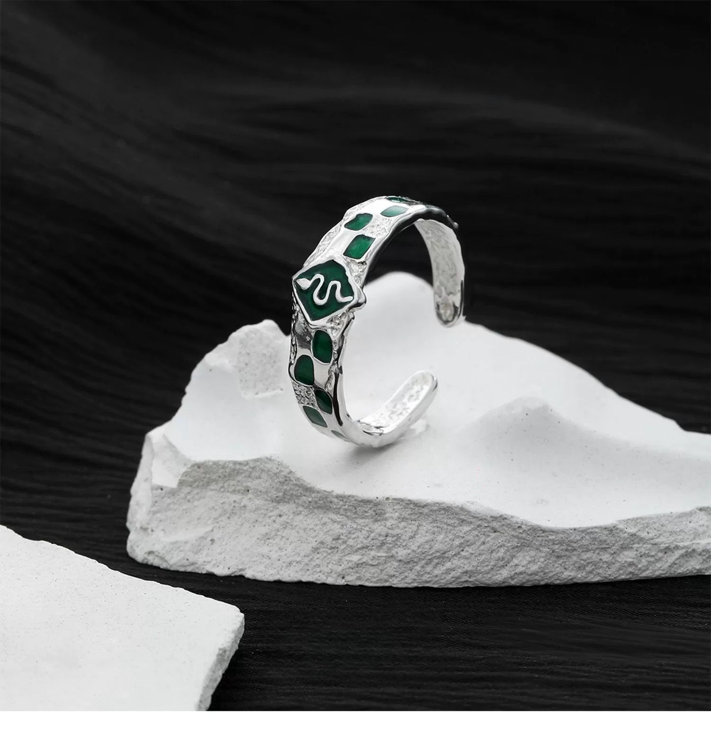 Unisex S925 silver Slytherin Snake Open Rings